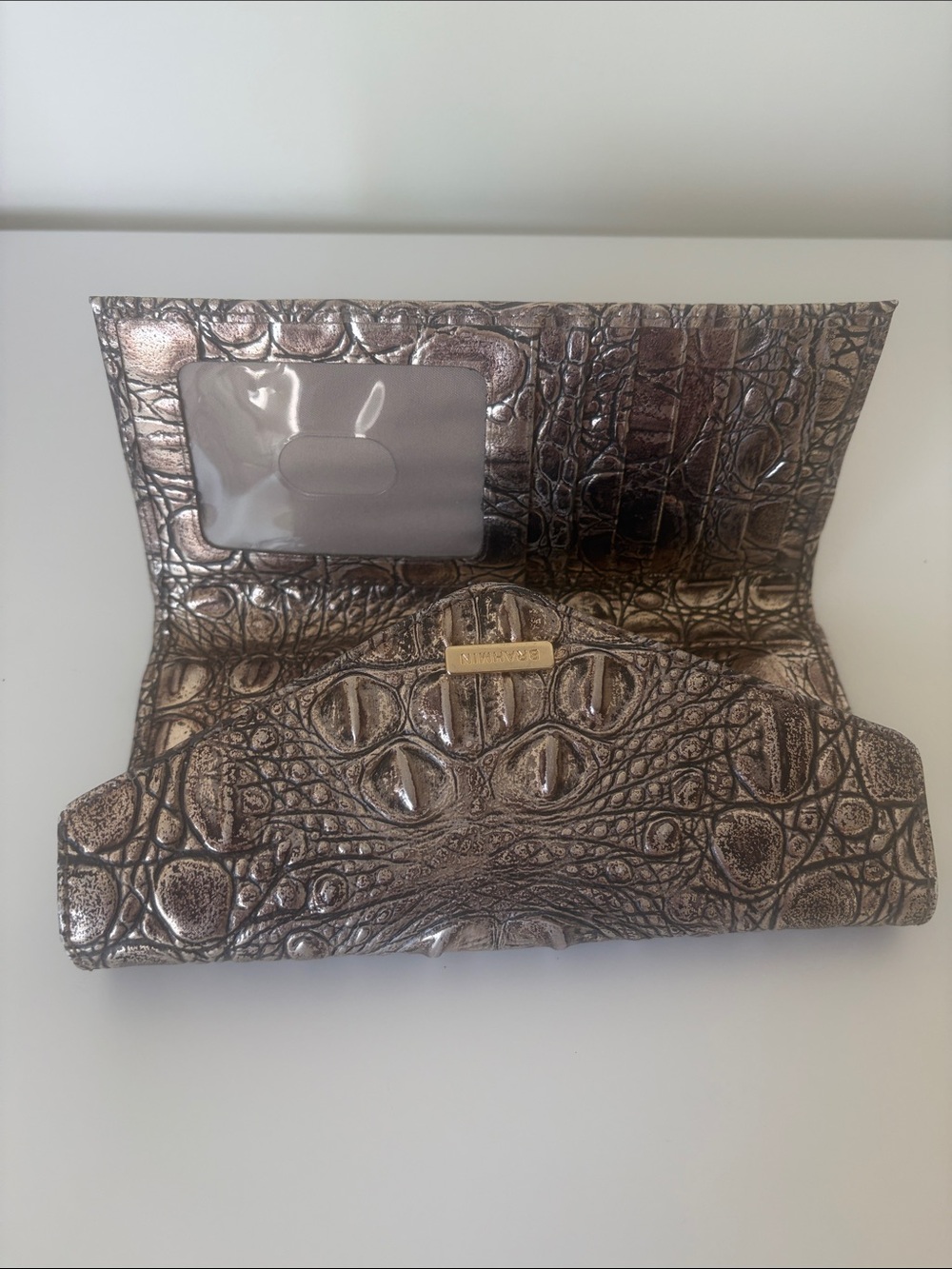 “New-ish” Brahmin Marissa Bronze Nebula Satchel with Matching Veronica Wallet. - Picture 9 of 10